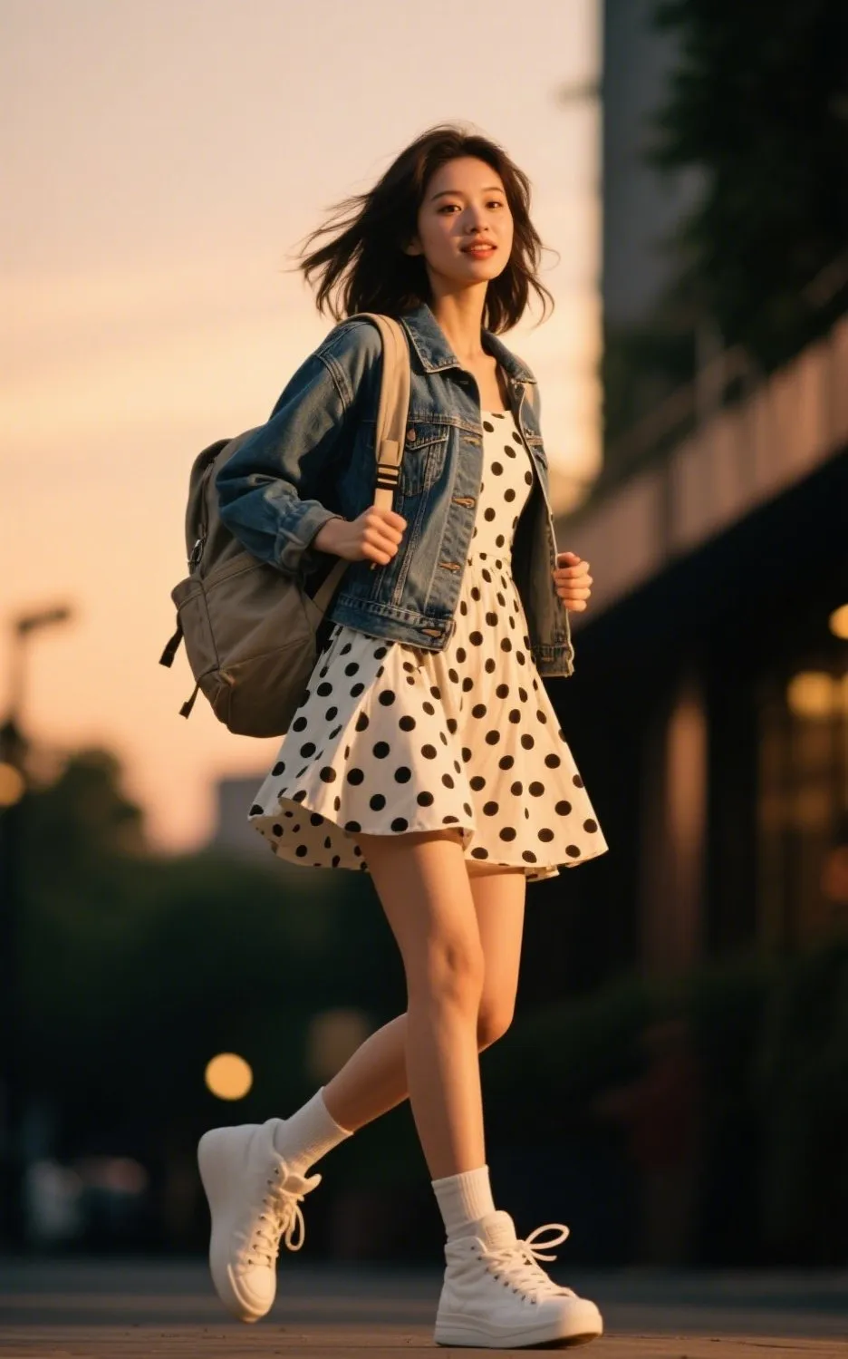 9. Skater Dress with Sneakers