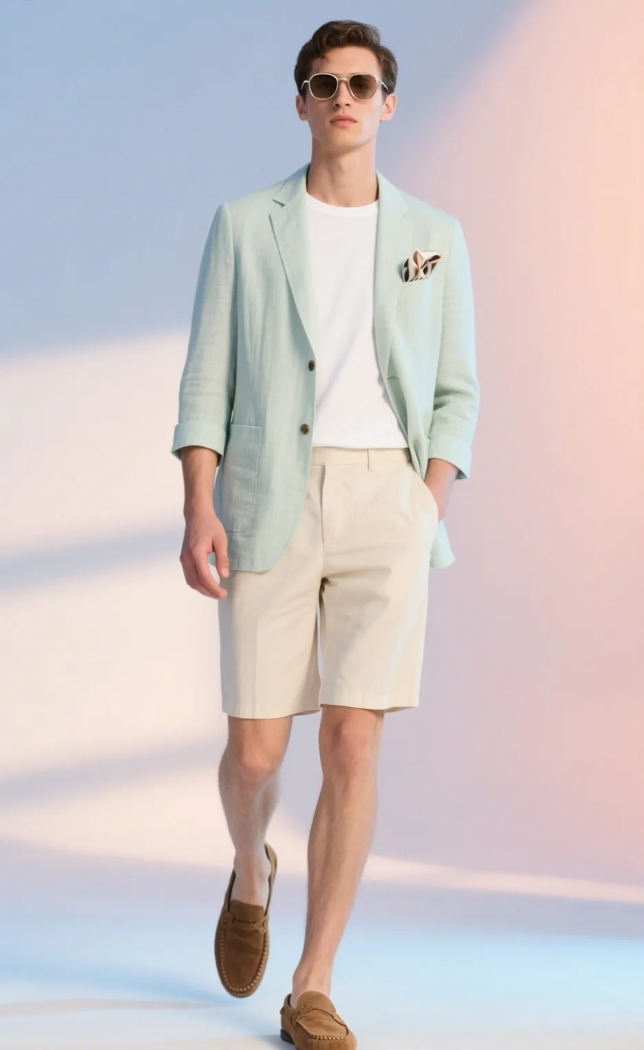 9. Lightweight Unstructured Blazer Over a White Tee with Tailored Shorts