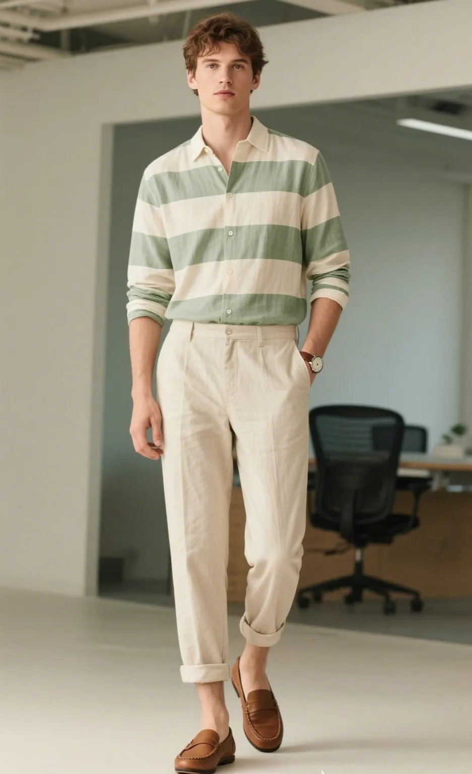 6. Tencel Fabric Breton Striped Shirt with Tailored Organic Cotton Pants