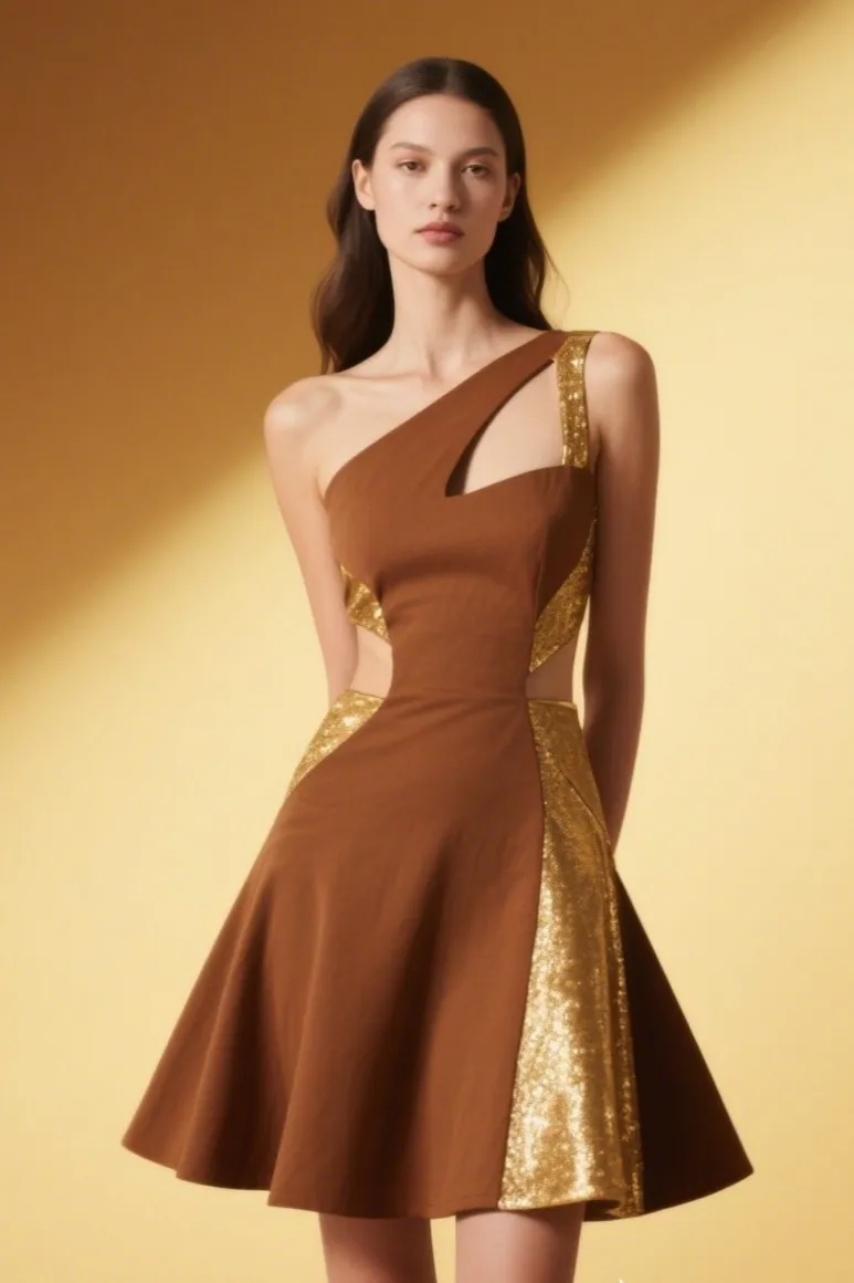 10. “Golden Gazelle” Cut-Out Dress