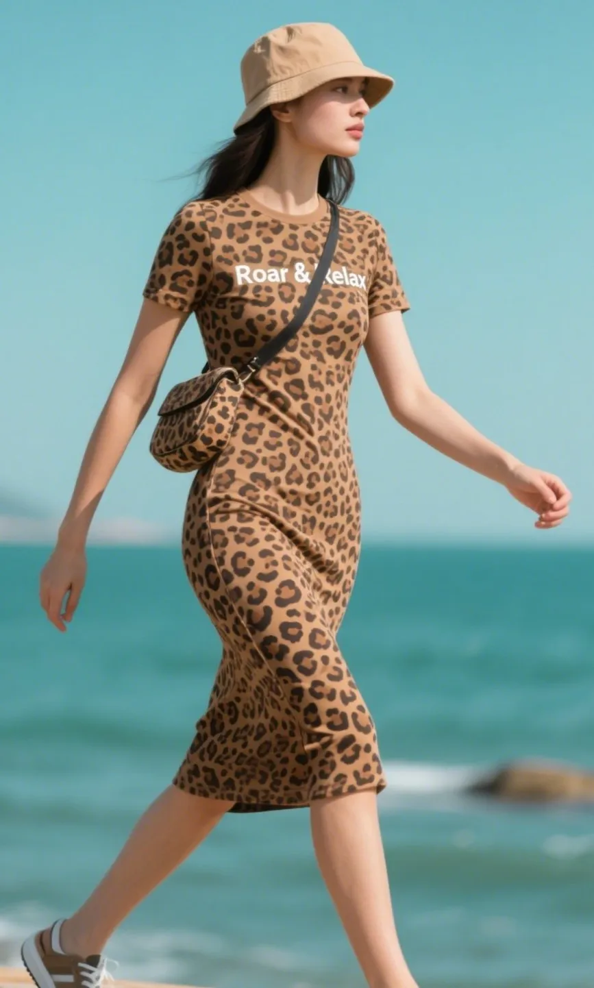 1. “Roar & Relax” Jersey Leopard Dress