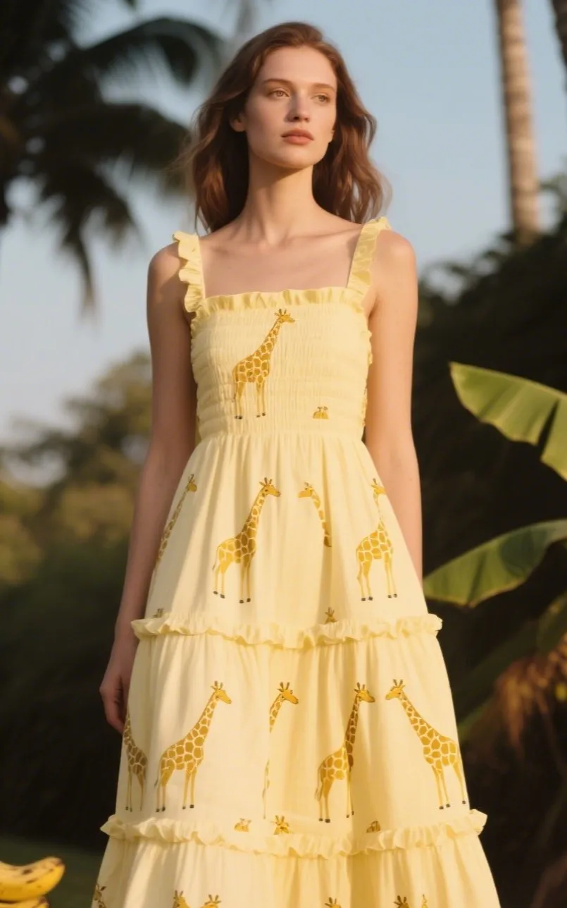 4. “Golden Giraffe” Tiered Maxi