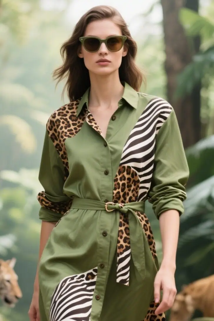 10. “Jungle Jazz” Button-Up Shirt Dress