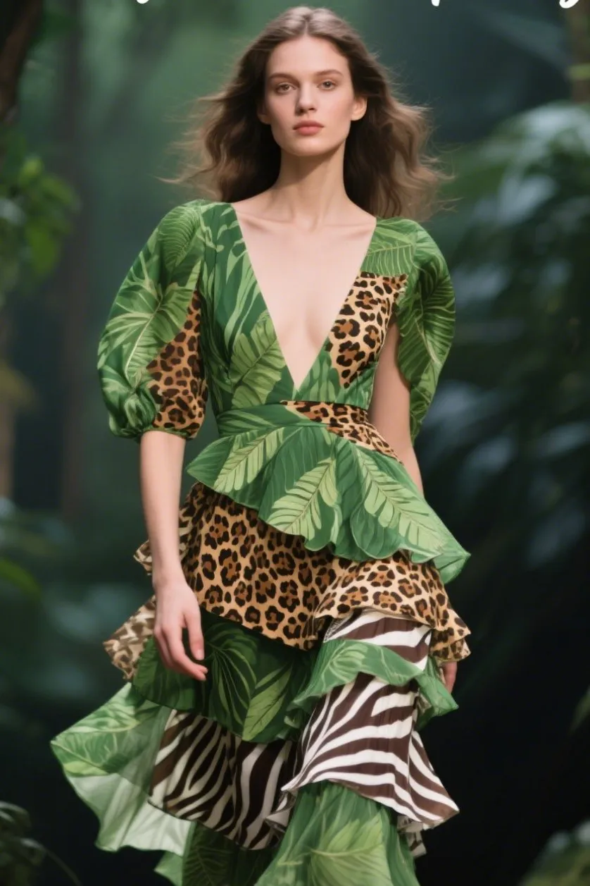 10. “Rainforest Rhapsody” Tiered Dress