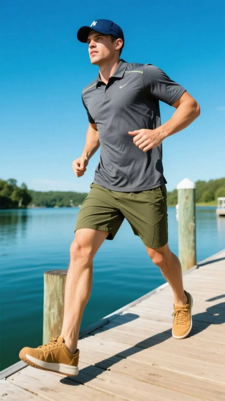 Baseball Cap + Moisture-Wicking Polo + Stretch Hybrid Shorts + Slip-On Boat Shoes