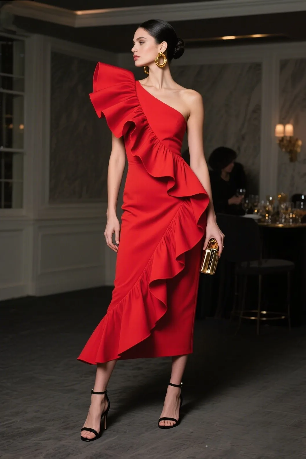 1. Bold Ruffle Statement Dress