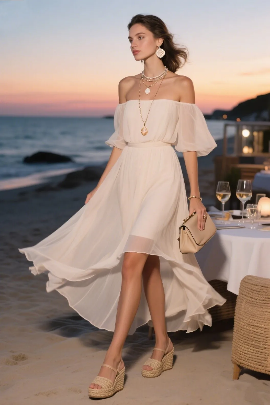 5. Sunset Glam for Beachside Evenings