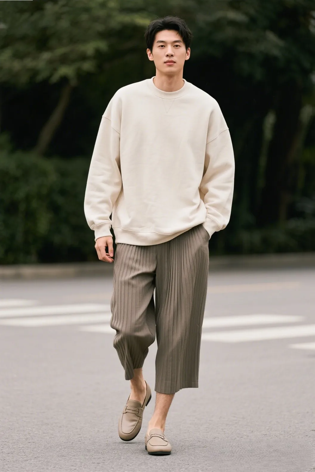A boxy oversized crewneck sweatshirt