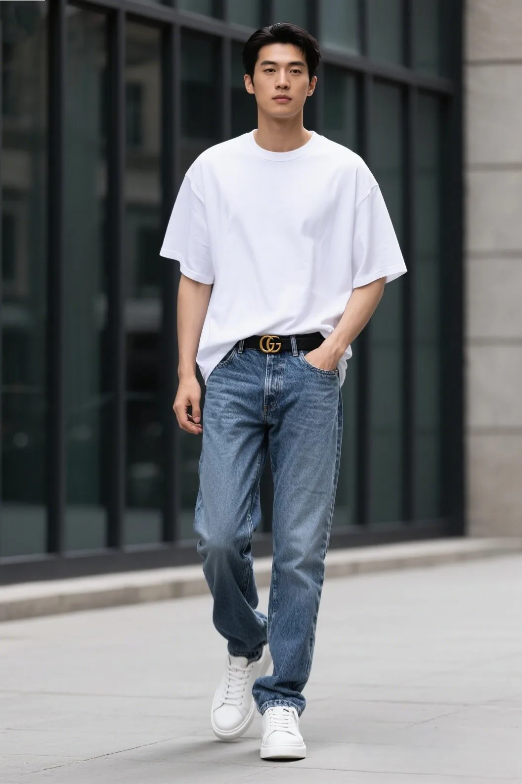 An oversized plain tee,