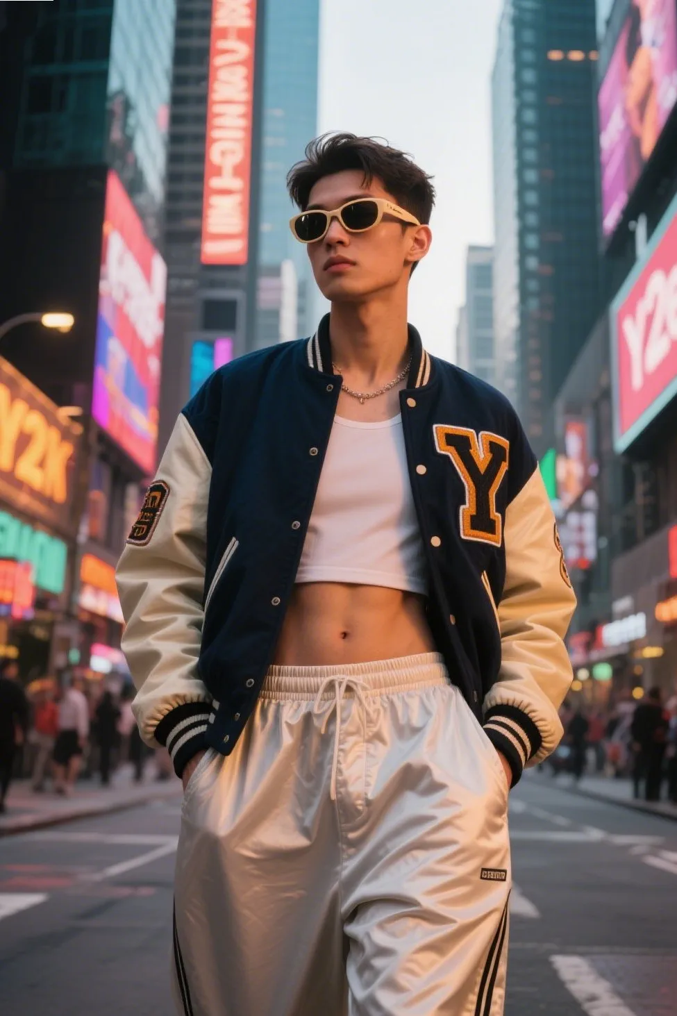 Baggy nylon track pants