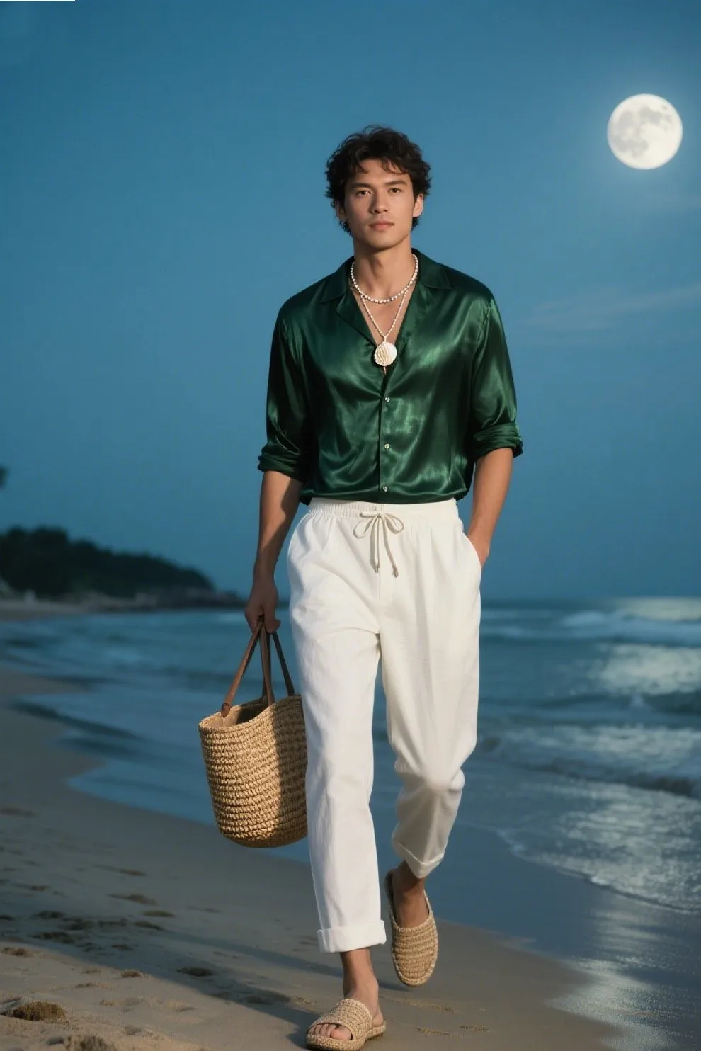 5. 🌴 Moonlit Beach Escape (Camp Shirt Edition)