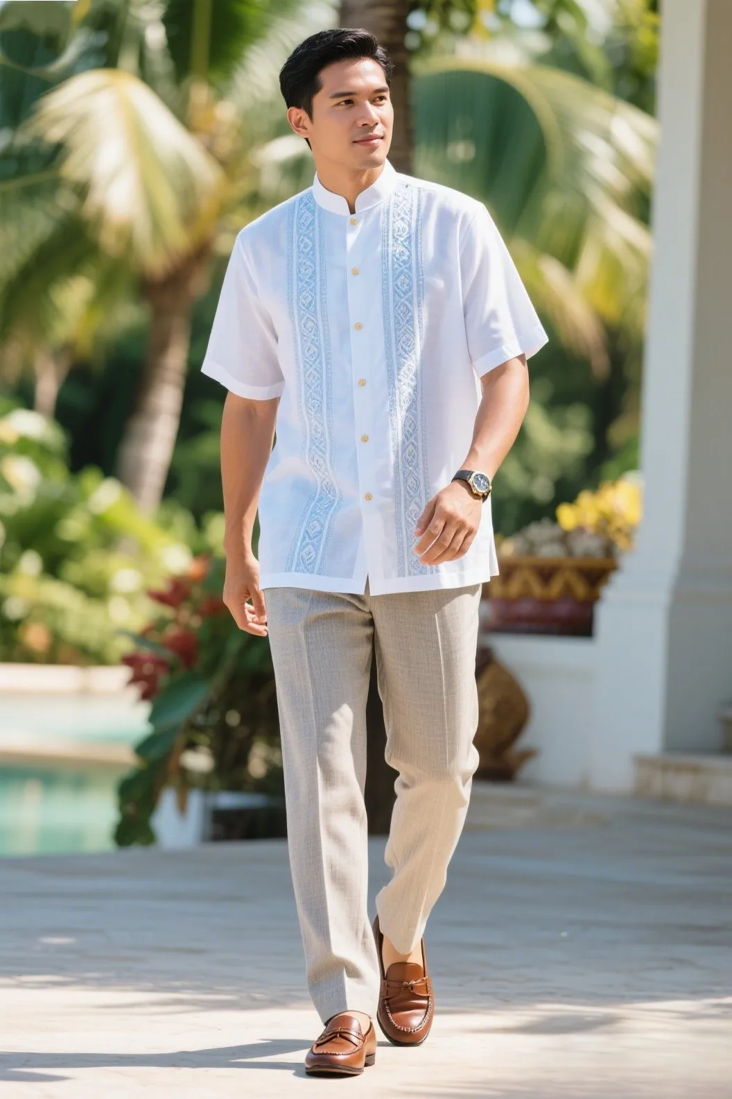 4. The Guayabera Shirt + Dress Slacks (Cultural Formal)