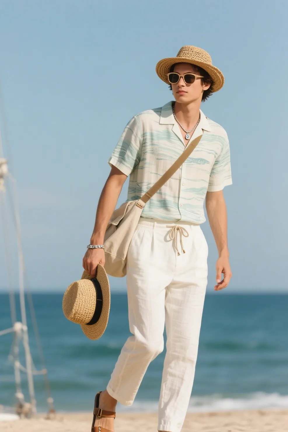 2. Coastal Cool With a Camp Shirt & Linen Trousers