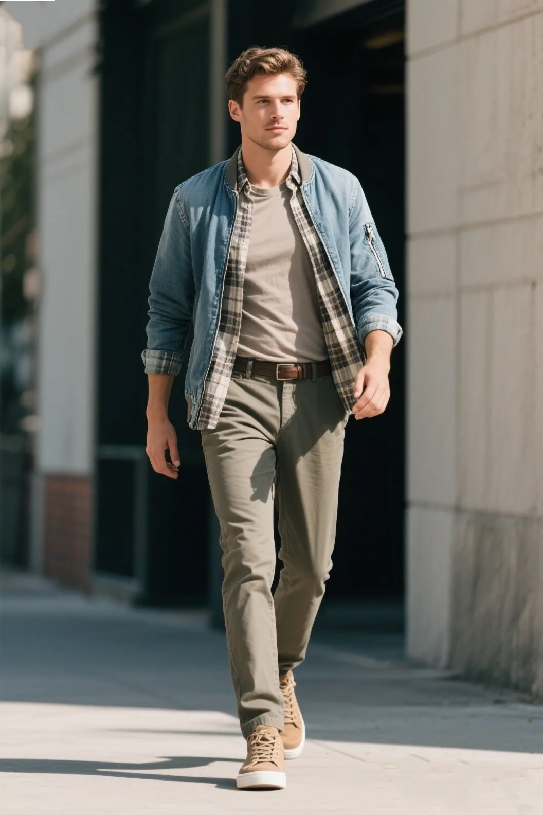 🧥 1. The Layer Game: Structured Jacket + Open Shirt + Tee Combo