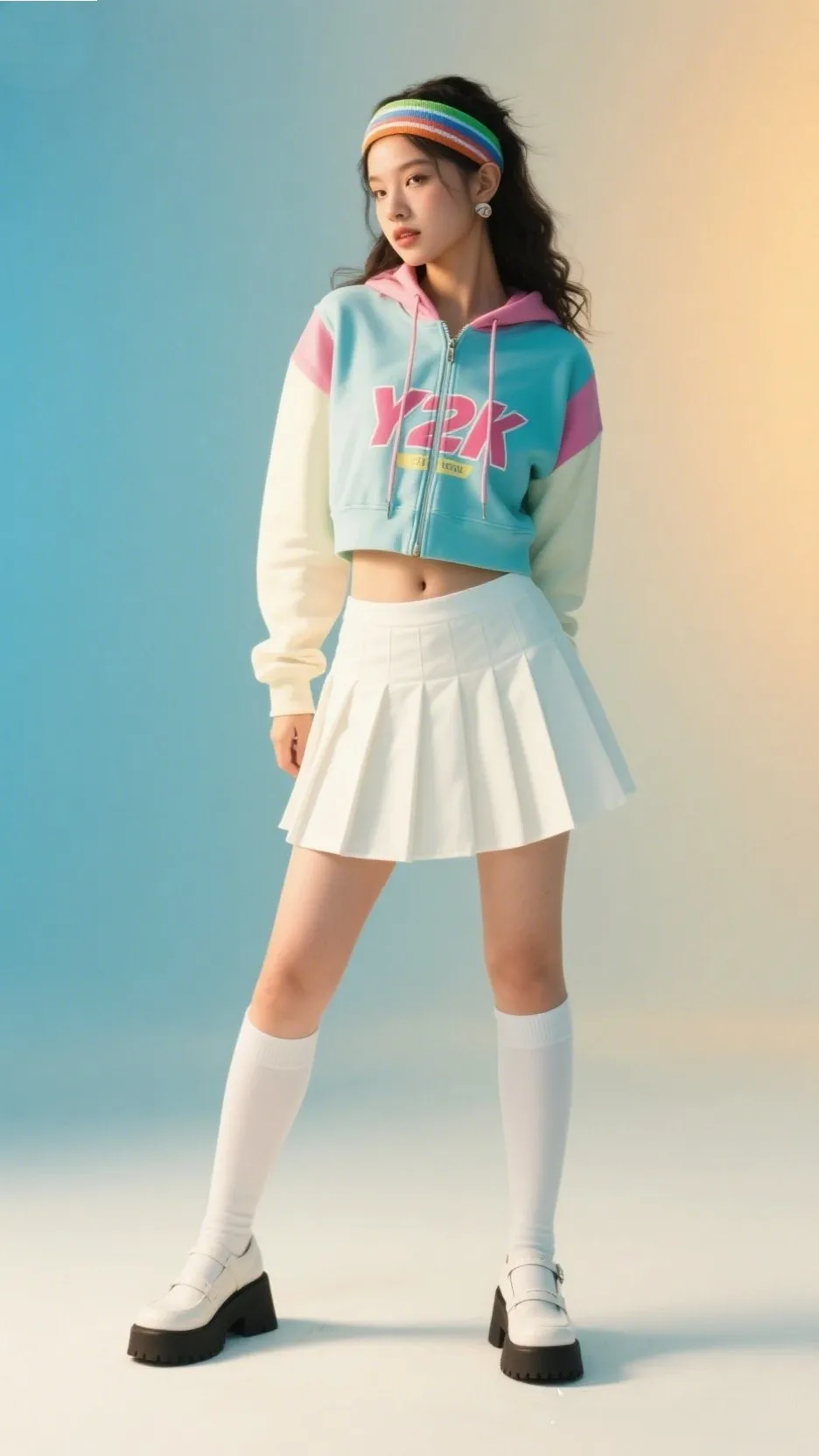 6. Graphic Hoodie + Pleated Mini Skirt + Knee-High Socks | Schoolcore Vibes