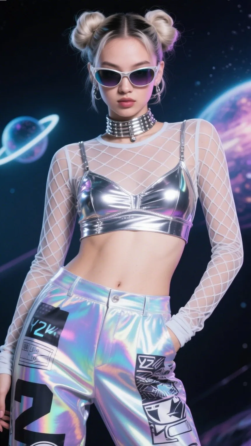 Mesh Top + Printed Pants + Futuristic Accessories ๐๐๐ช