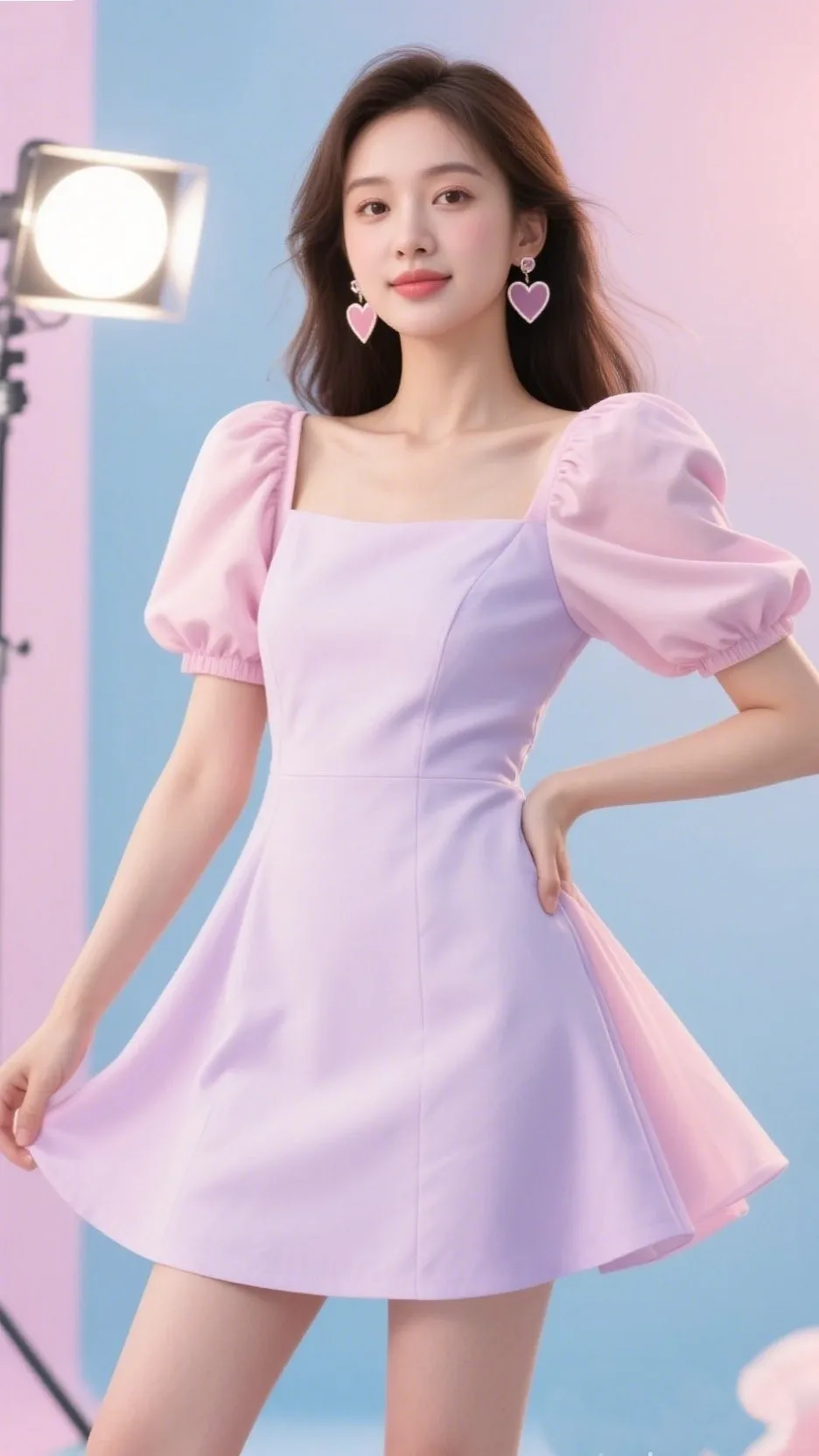 1. The Pastel Puff-Sleeve Dress – “Cotton Candy Daydream”