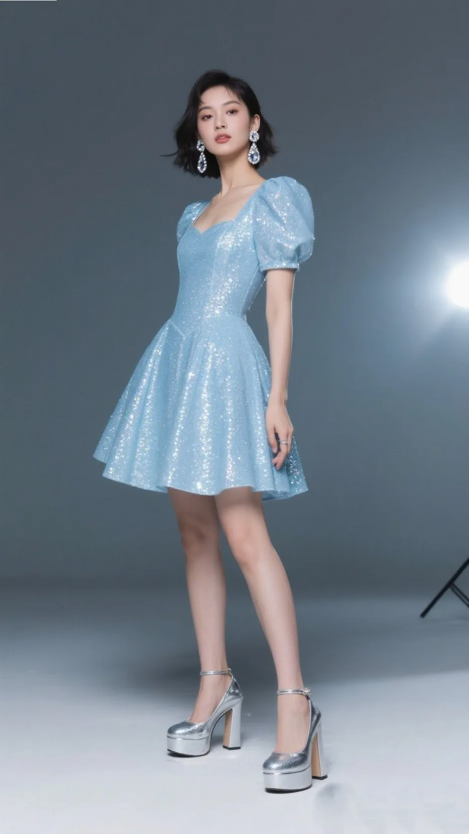 6. The Sparkly Baby-Blue Mini – “Glitter Pop Princess”