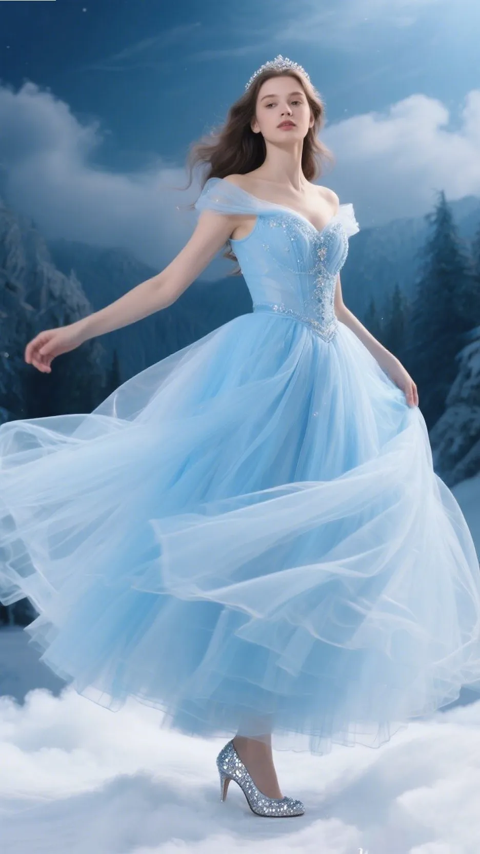 3. The Sky-Blue Tulle Princess Dress – “Frozen Fairytale”