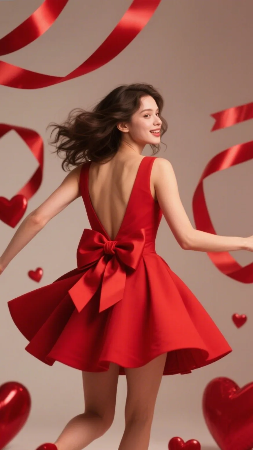 7. The Red Bow-Back Dress – “Sweetheart Spark”