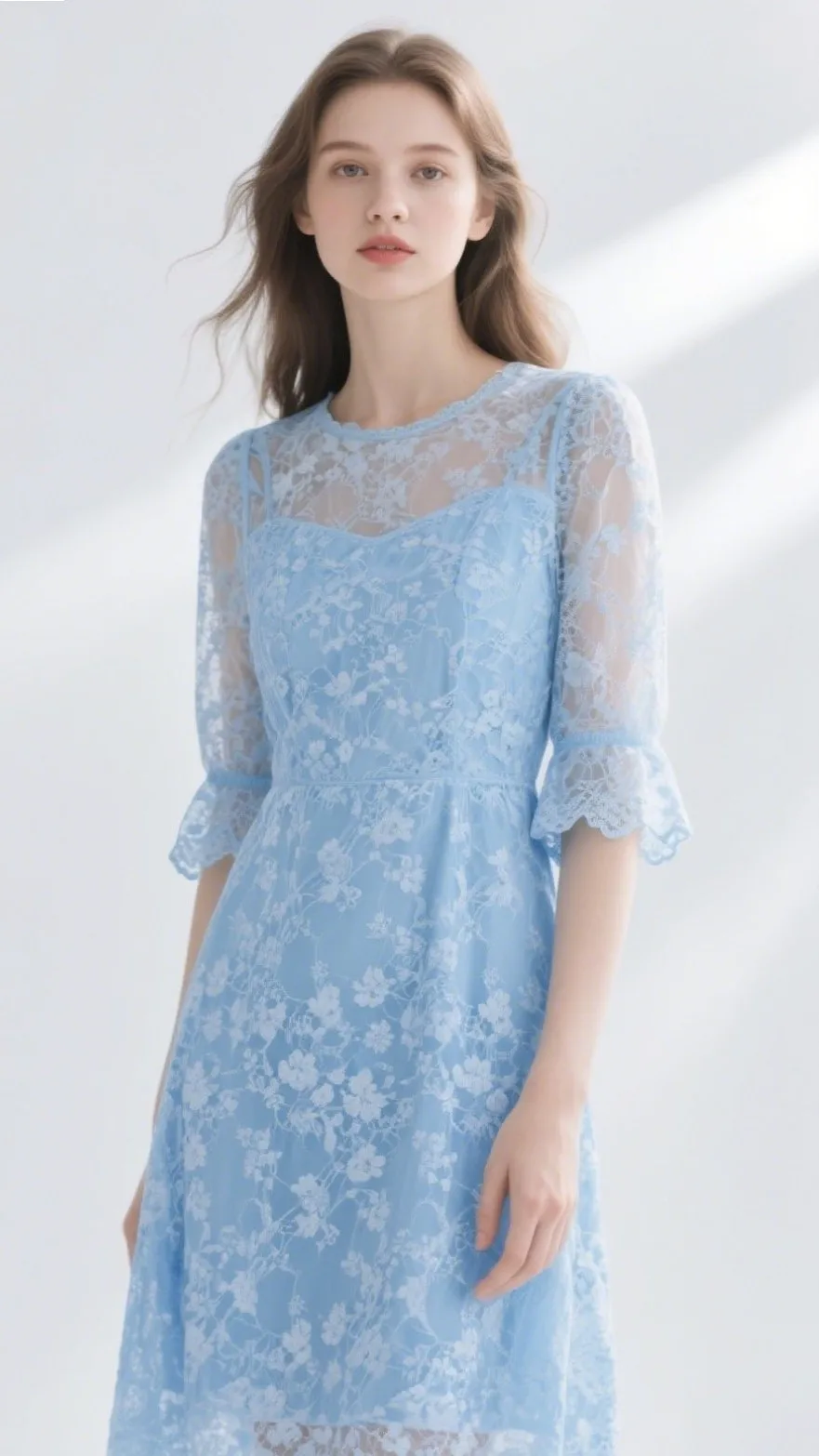 7. The Sky-Blue Lace Midi – “Soft Romance”