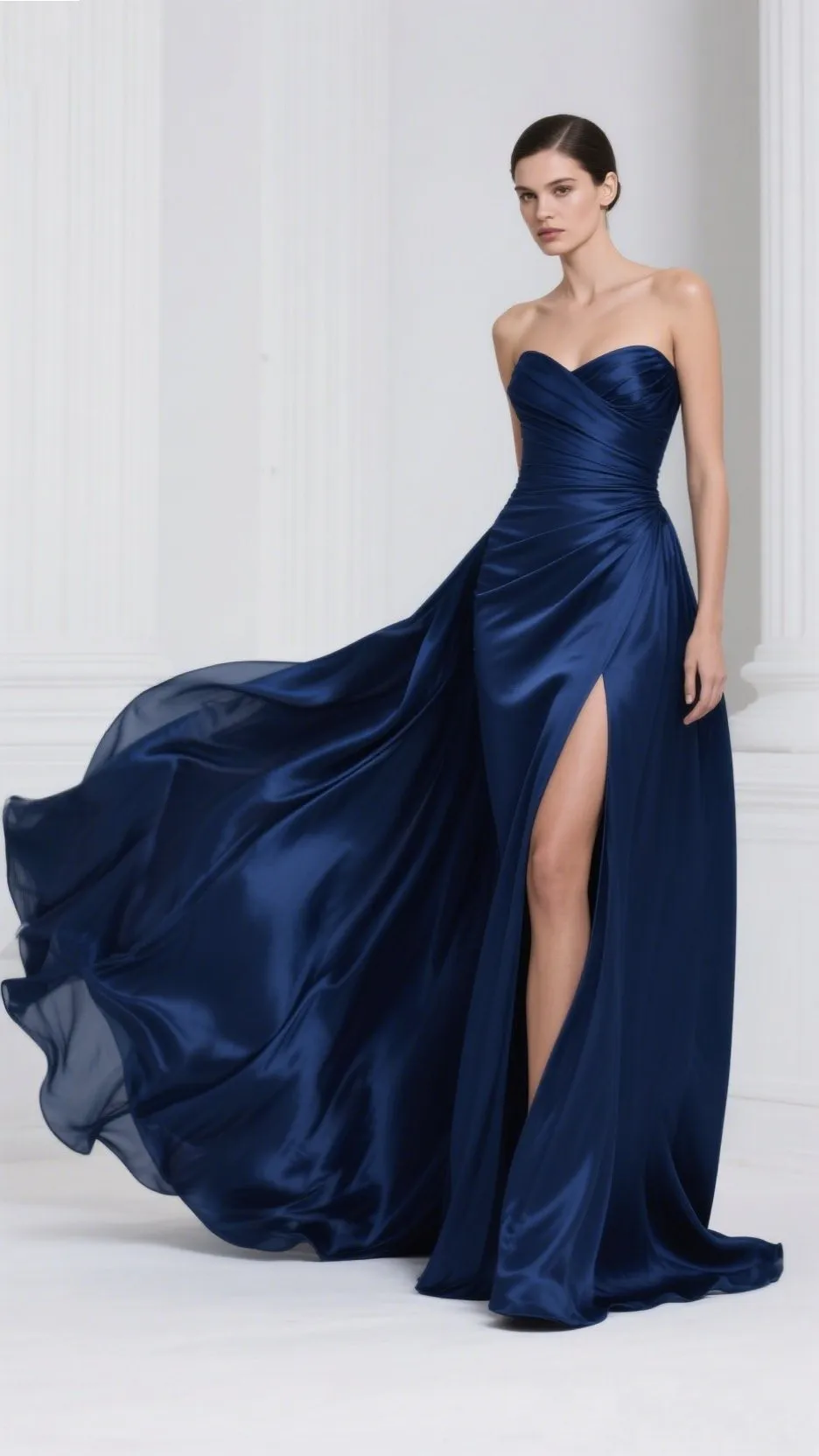 8. The Navy Satin Gown â âOcean Goddessâ