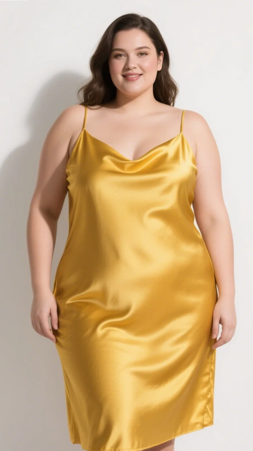 1. The Golden Satin Slip Dress â âSunlit Eleganceâ