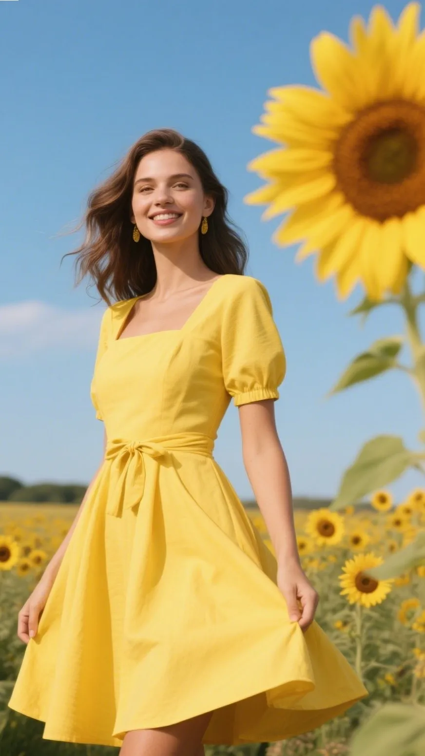 8. The Sunflower Fit-and-Flare – “Cheerful Bloom”