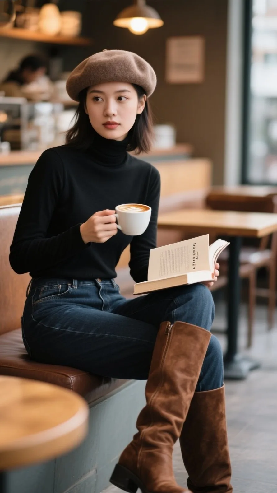 3. Turtleneck + Dark Skinny Jeans