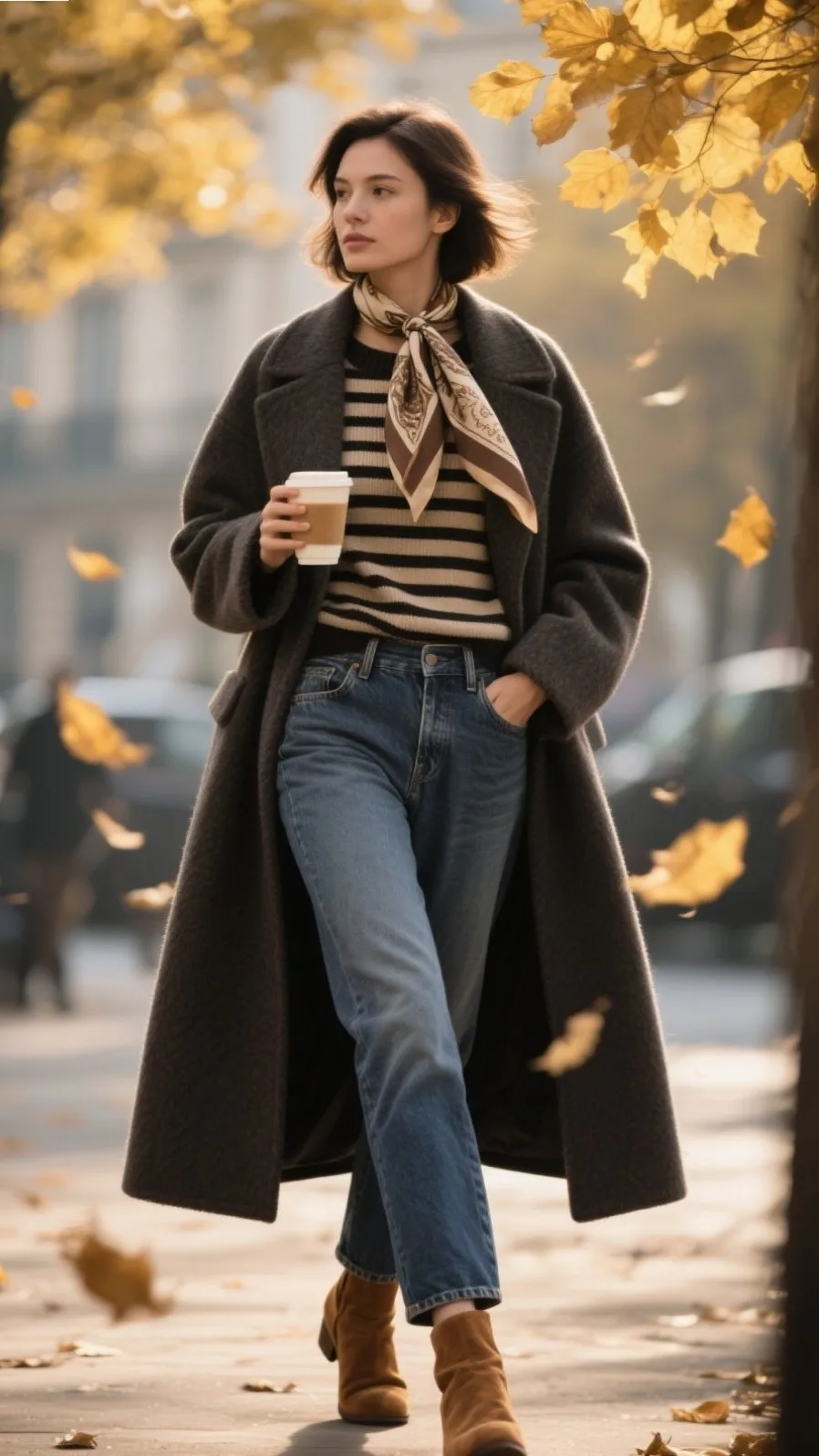 10. Long Wool Coat + Slim Jeans