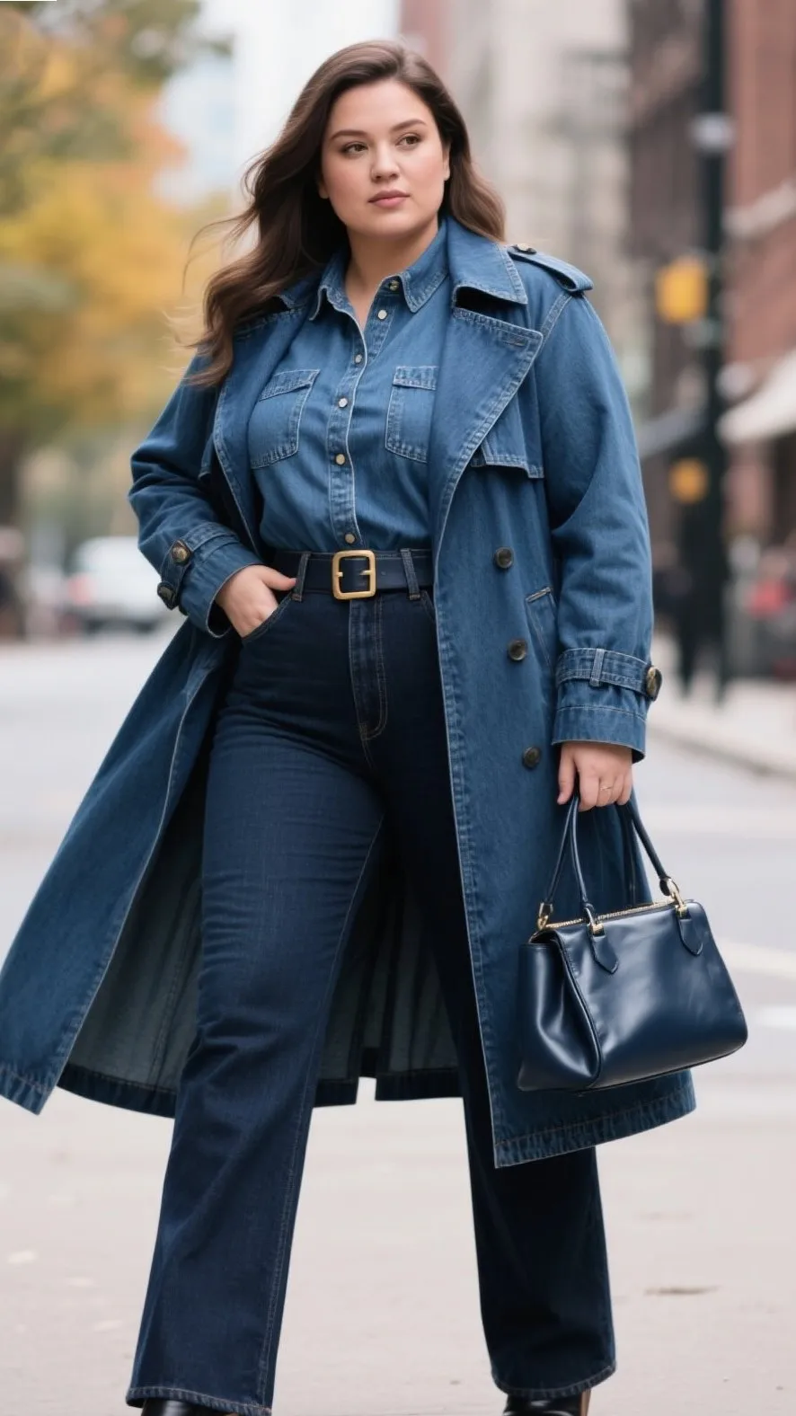 4. The Denim Trench Coat Chic Look 🧥💙