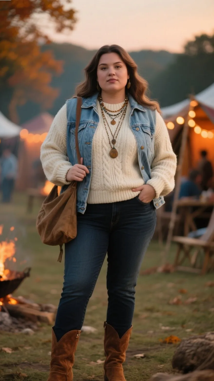 7. The Denim Vest Layered Outfit 🌾🧶