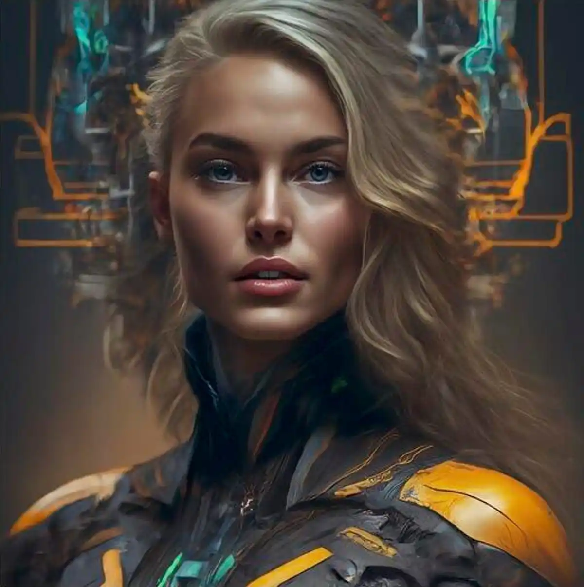 Bard-generated image of a blonde cyborg