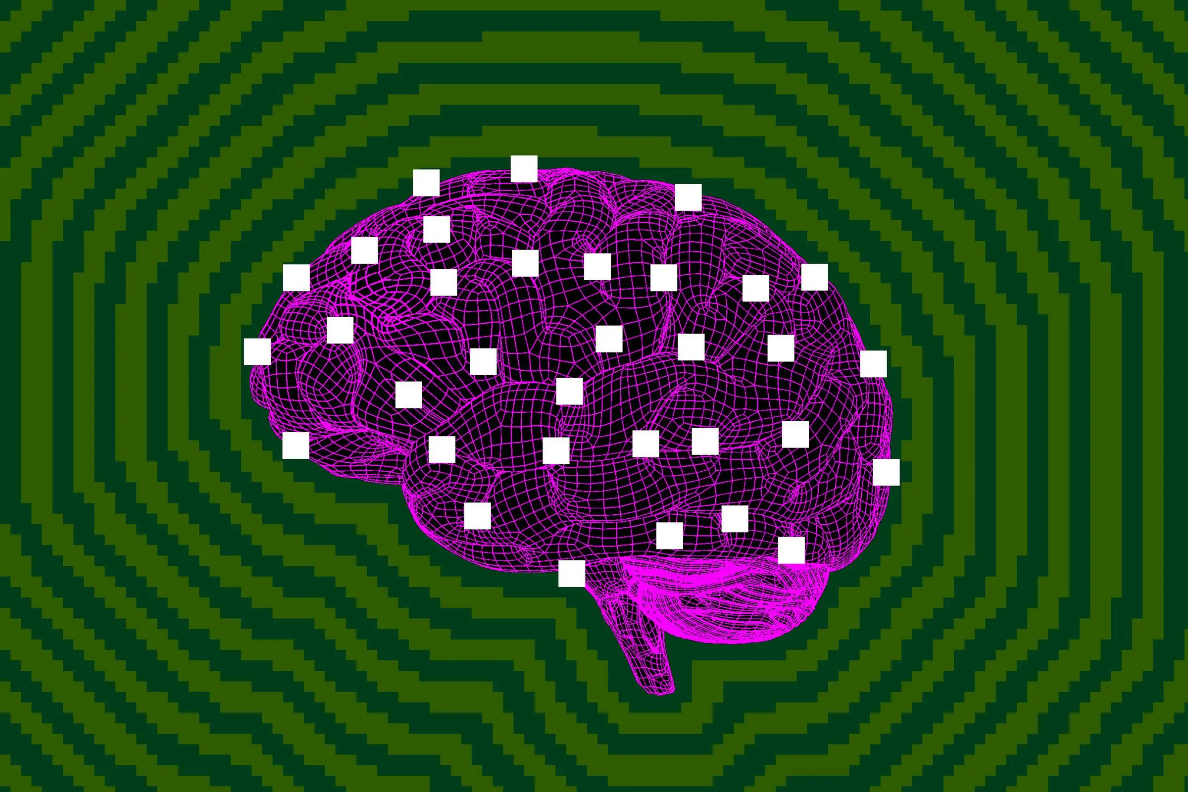 Photo illustration of a brain made of data points.