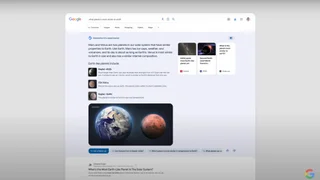 A screenshot from Google’s announcement video of its new AI-aided search results