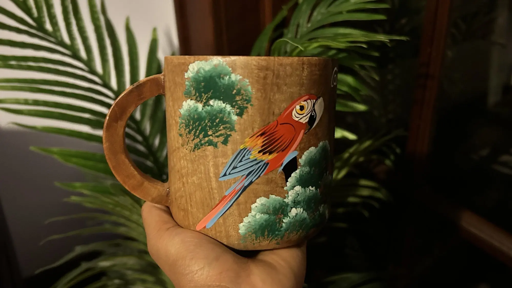Wooden souvenir mug from Costa Rica